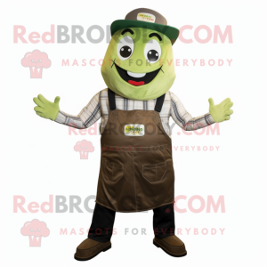 Olive Bbq Ribs mascot costume character dressed with a Dungarees and Pocket squares