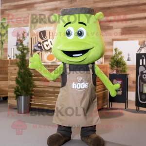 Olive Bbq Ribs mascot costume character dressed with a Dungarees and Pocket squares