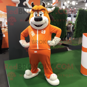 Orange Beef Stroganoff mascot costume character dressed with a Joggers and Tie pins
