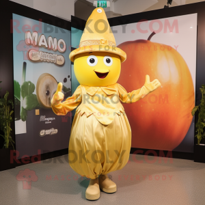 Gold Mango maskot kostume...