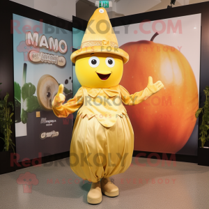 Goud Mango mascotte kostuum...