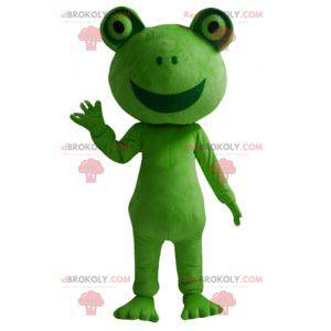 Mascotte de grenouille verte géante et souriante -