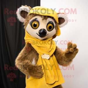 Guld Lemur maskot kostym...