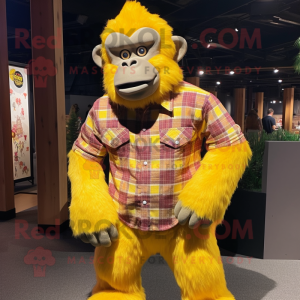 Gul Gorilla maskot kostume...