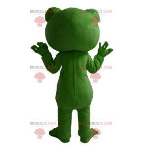 Mascotte gigante e sorridente della rana verde - Redbrokoly.com