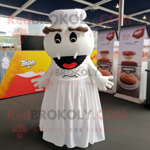 nan Bbq Ribs mascot costume character dressed with a Wedding Dress and Headbands