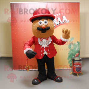 nan Jambalaya mascot costume character dressed with a Suit Pants and Rings