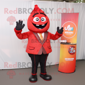 nan Jambalaya mascot costume character dressed with a Suit Pants and Rings