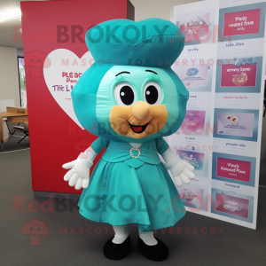 Teal Heart maskot kostume...