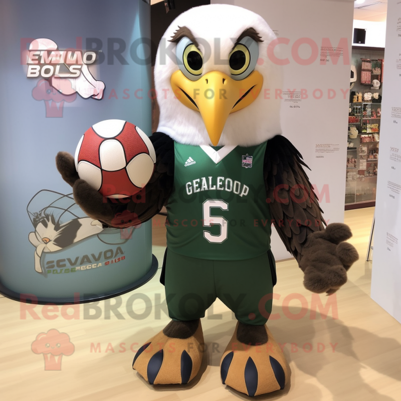 Olive Bald Eagle mascot costume character dressed with a Ball Gown and Necklaces Olive Bald Eagle mascot costume character dressed with a Ball Gown and Necklaces