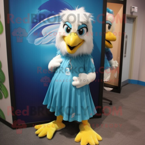 Cyan Eagle maskot drakt...