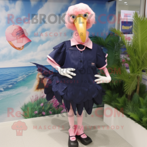 Marinblå Flamingo maskot...