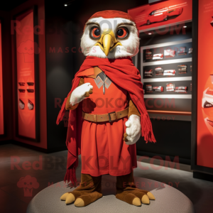 Red Falcon mascot costume character dressed with a Henley Shirt and Scarf clips