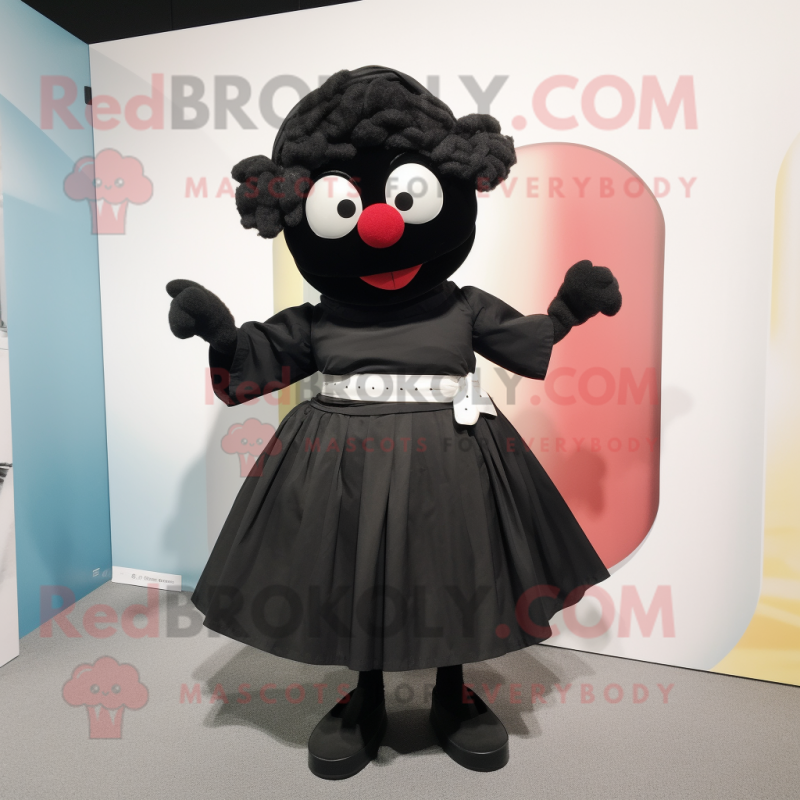 Black But mascot costume character dressed with a A-Line Skirt and Belts