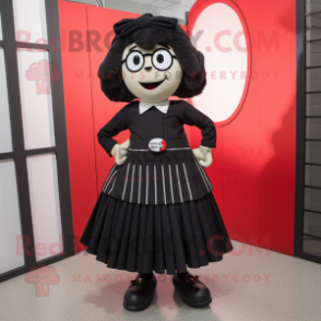 Black But mascot costume character dressed with a A-Line Skirt and Belts