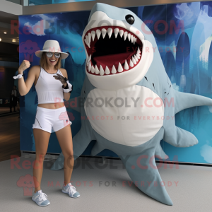 Witte Megalodon mascotte...