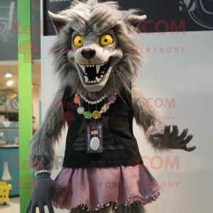 nan Werewolf mascot costume character dressed with a Mini Skirt and Necklaces