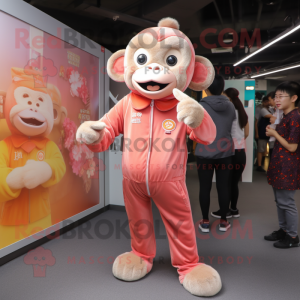 Peach Monkey maskot kostume...