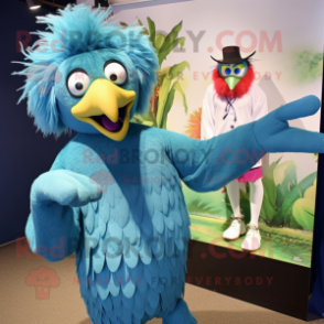 Cyan Harpy mascot costume character dressed with a Rash Guard and Ties