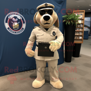 Tan Navy Seal mascot costume character dressed with a Dress Shirt and Wallets