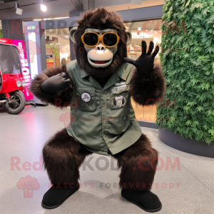 nan Gorilla mascot costume character dressed with a Cargo Pants and Sunglasses