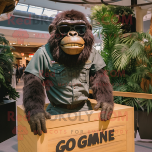 nan Gorilla mascot costume character dressed with a Cargo Pants and Sunglasses