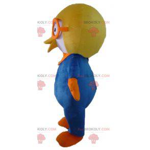 Blue and white bird mascot with an aviator helmet -