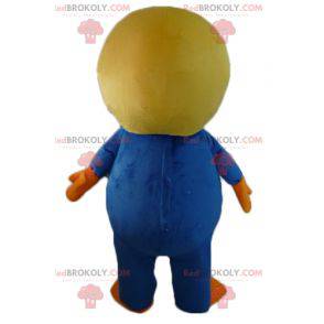 Blue and white bird mascot with an aviator helmet -
