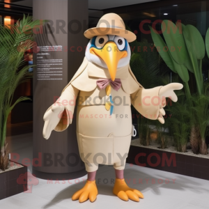 Beige Toucan maskot kostume...