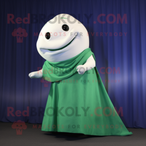 Green Beluga Whale mascot costume character dressed with a Maxi Skirt and Wraps