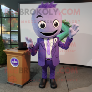 Lavender Phone mascot costume character dressed with a Suit Jacket and Ties