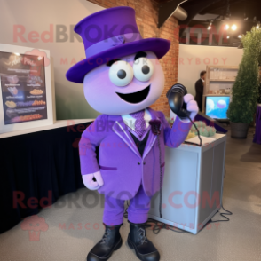 Lavender Phone mascot costume character dressed with a Suit Jacket and Ties