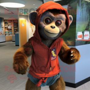 Rust Capuchin Monkey mascot costume character dressed with a Henley Tee and Wraps