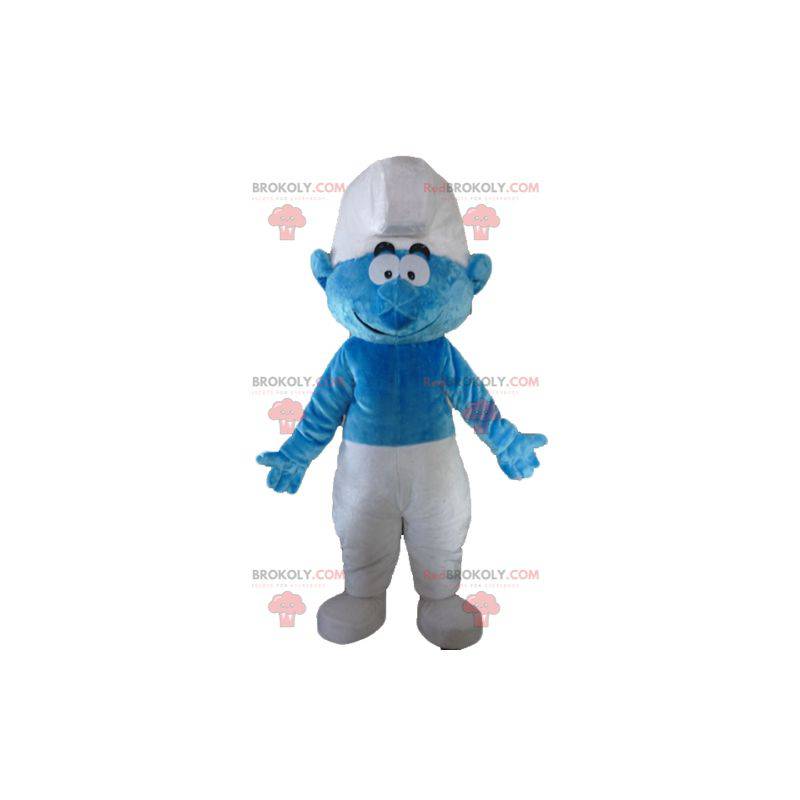 Blue and white cartoon Smurf mascot - Redbrokoly.com