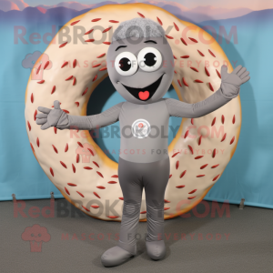 Grauer Donut Maskottchen...