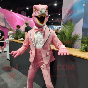 Pink Velociraptor maskot...