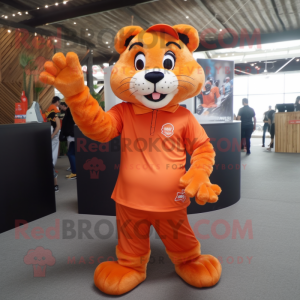 Orange Panther maskot drakt...