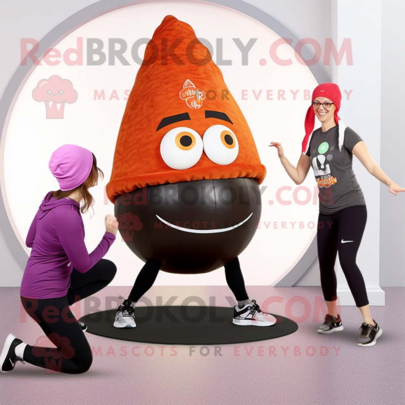 Rust Onion mascot costume character dressed with a Yoga Pants and Beanies