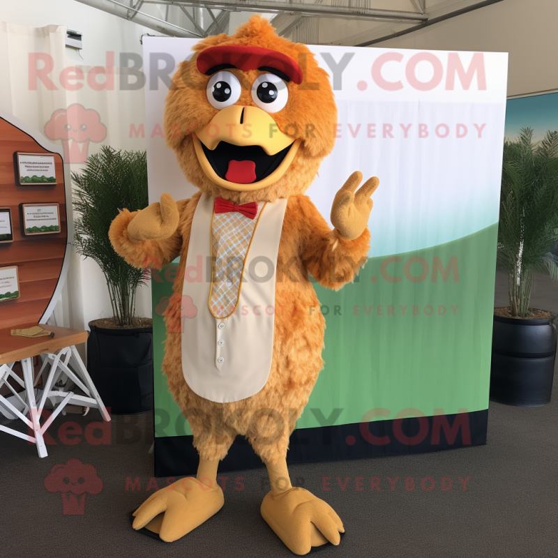 Tan Chicken Parmesan mascot costume character dressed with a Romper and Bow ties