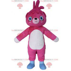 Reusachtige roze en witte teddybeer mascotte - Redbrokoly.com