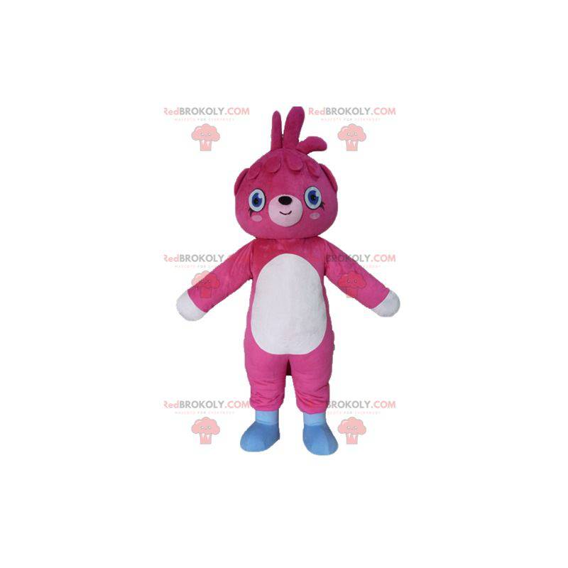 Mascotte de nounours rose et blanc géant - Redbrokoly.com