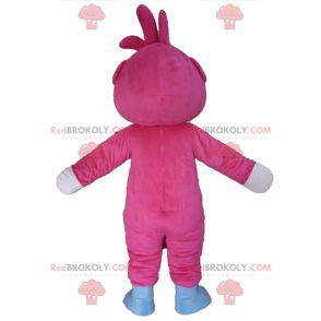 Mascote gigante ursinho de pelúcia rosa e branco -