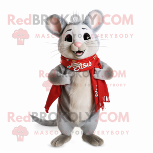 Silver Chinchilla mascot costume character dressed with a Chinos and Scarf clips