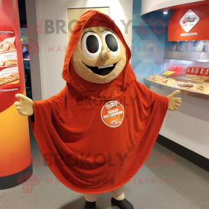 nan Currywurst mascot costume character dressed with a Sweatshirt and Shawl pins