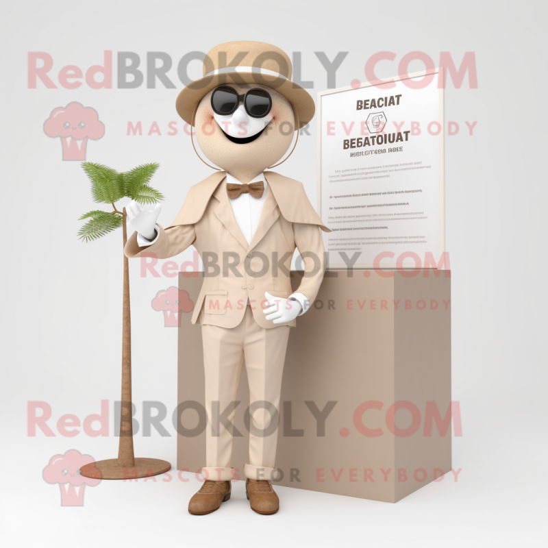 Beige Attorney mascot costume character dressed with a Bikini and Berets