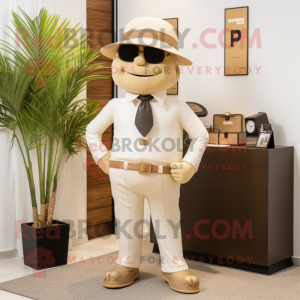 Beige Attorney mascot costume character dressed with a Bikini and Berets