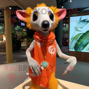 Orange Aye-Aye mascot costume character dressed with a Swimwear and Scarf clips