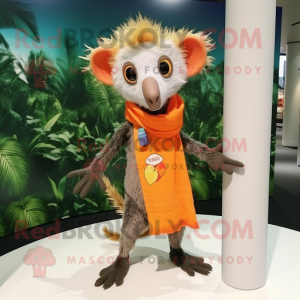 Orange Aye-Aye mascot costume character dressed with a Swimwear and Scarf clips