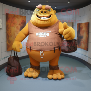 Rust Ogre mascot costume character dressed with a Bootcut Jeans and Handbags