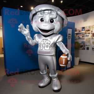 Silver American Football Helmet mascot costume character dressed with a Romper and Earrings